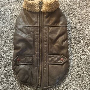 Brown Dog Jacket with Faux Fur Collar